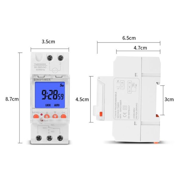 SINOTIMER TM928SBKL 85-265V 30A 1 Second to 168 Hours Programmable Electronic Time Switch - Image 5