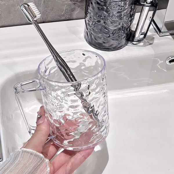 Transparent Water Ripple Mouthwash Cup Household Couple Toothbrush Cup (White) - Image 4