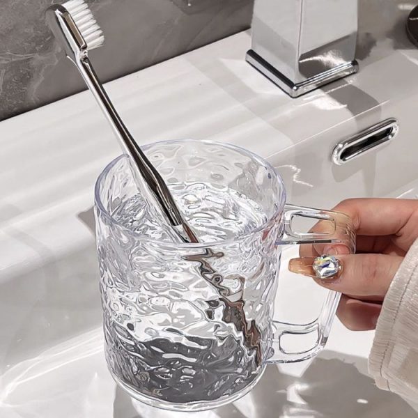 Transparent Water Ripple Mouthwash Cup Household Couple Toothbrush Cup (White) - Image 5
