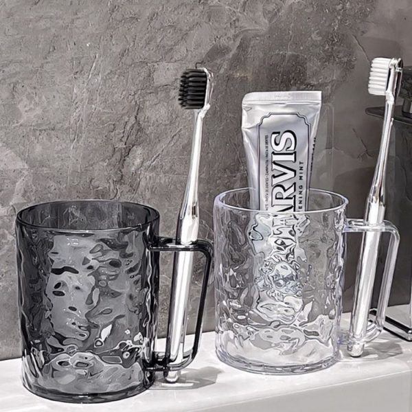 Transparent Water Ripple Mouthwash Cup Household Couple Toothbrush Cup (White) - Image 6