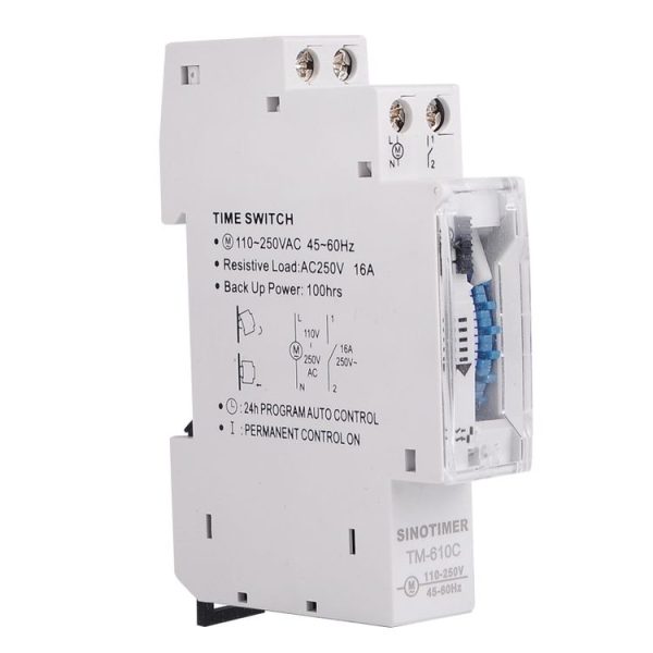 SINOTIMER TM610C 110-250V 16A Quartz Mechanical Timer 24 Hours Programmable Din Rail Relay - Image 6