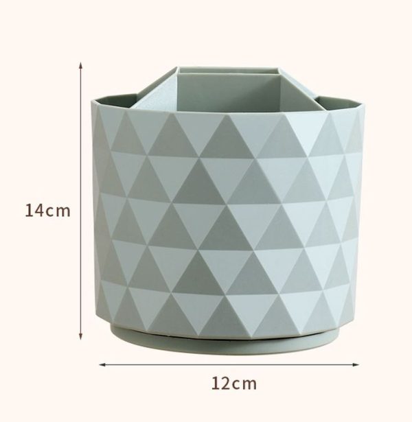Desktop Rotating Pen Holder Large Capacity Stationery Storage Box Makeup Brush Storage Bucket (Green) - Image 2
