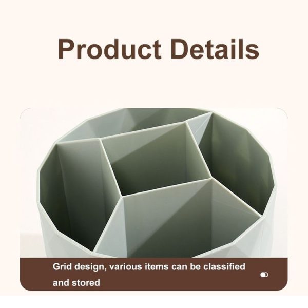 Desktop Rotating Pen Holder Large Capacity Stationery Storage Box Makeup Brush Storage Bucket (Green) - Image 3