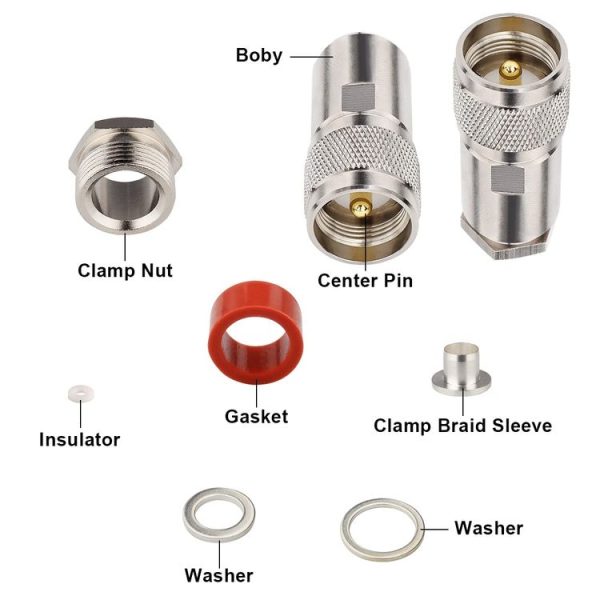 All Copper UHF Male RF Coaxial Connector For LMR400 / RG8 / RG8U / KMR400 / Belden 9913 / 7D-FB Coaxial Cable - Image 2