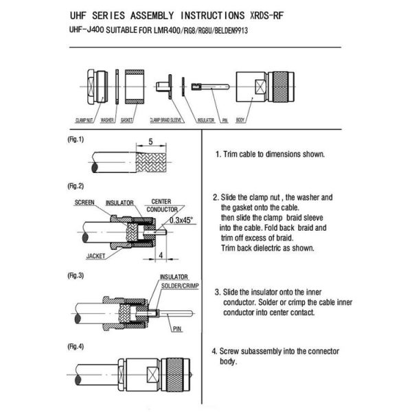 All Copper UHF Male RF Coaxial Connector For LMR400 / RG8 / RG8U / KMR400 / Belden 9913 / 7D-FB Coaxial Cable - Image 5