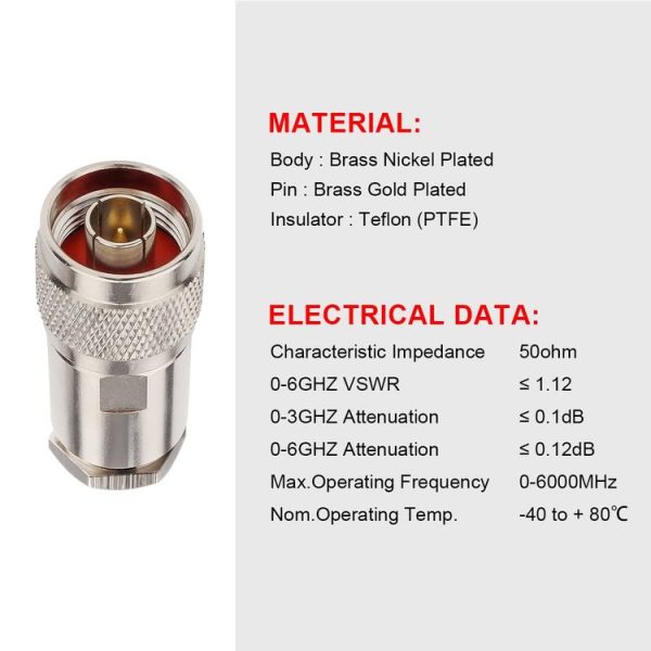 N Male Coax Adapter For LMR400 / RG8 / Belden 9913 / KMR400 RF Coaxial Cable - Image 2