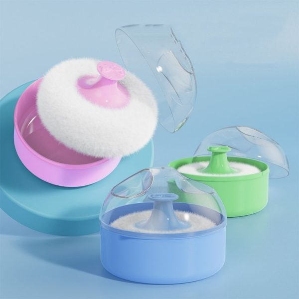 Hair Salon Cleanup Dry Powder Wipe Baby Talcum Powder Puff Box (Green) - Image 2