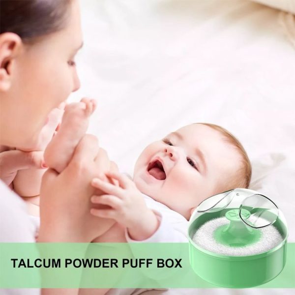 Hair Salon Cleanup Dry Powder Wipe Baby Talcum Powder Puff Box (Green) - Image 6
