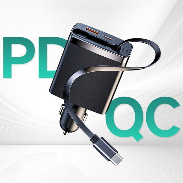 Car Retractable Charger One To Three Automobile Cigarette Lighter, Interface: Type-C - Image 2