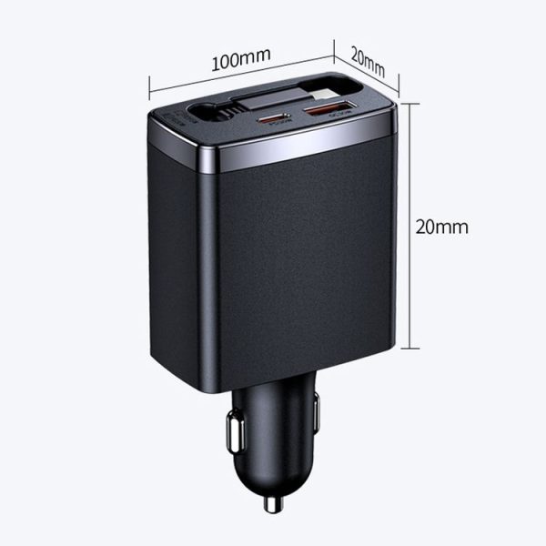Car Retractable Charger One To Three Automobile Cigarette Lighter, Interface: Type-C - Image 3