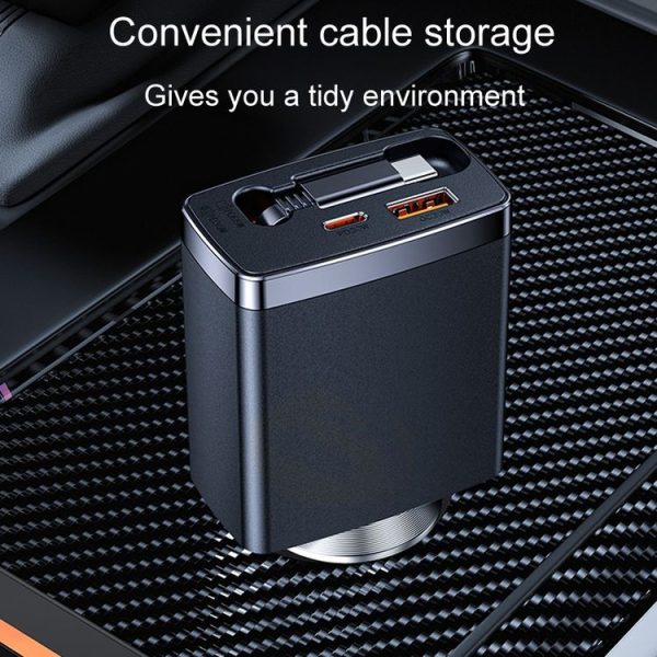 Car Retractable Charger One To Three Automobile Cigarette Lighter, Interface: Type-C - Image 6
