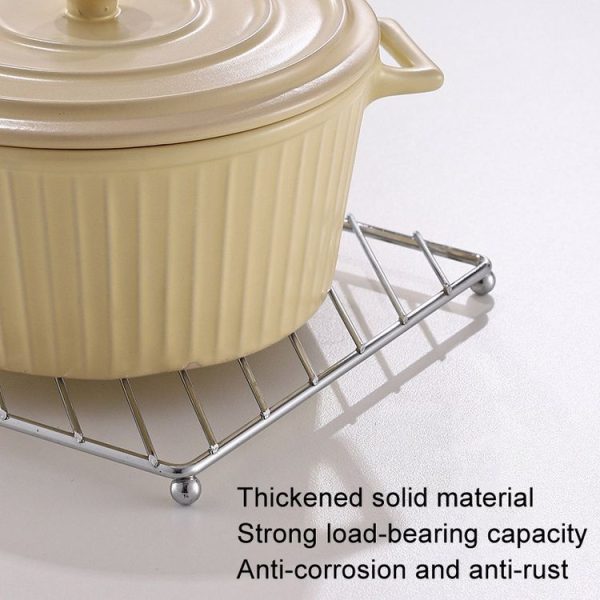 Square Stainless Steel Electroplating Kitchen Thickened Pot Rack Household Heat Insulating Mat Anti-Scald Dish Mat - Image 3