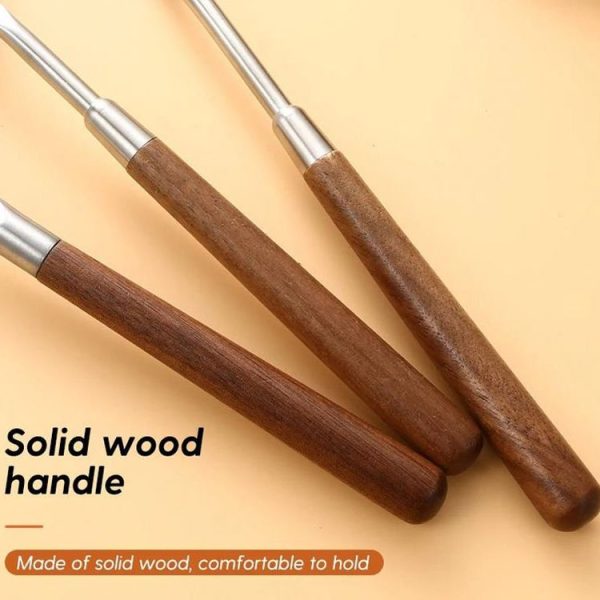304 Stainless Steel Walnut Handle Cooking Tools Home Restaurant Kitchen Gadgets, Style: Soup Spoon - Image 5