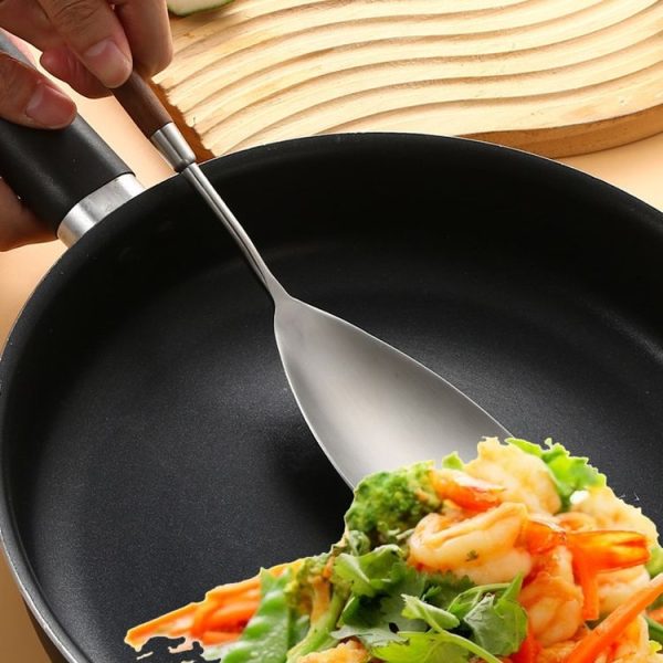 304 Stainless Steel Walnut Handle Cooking Tools Home Restaurant Kitchen Gadgets, Style: Soup Spoon - Image 6