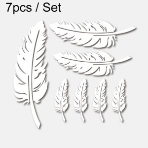 7pcs / Set Car Feather Scratch Decal 3D Reflective Bumper Stickers (Silver White)