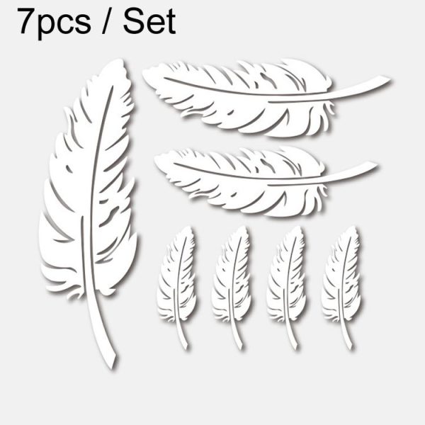7pcs / Set Car Feather Scratch Decal 3D Reflective Bumper Stickers (Silver White)