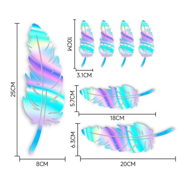 7pcs / Set Car Feather Scratch Decal 3D Reflective Bumper Stickers (Silver White) - Image 2
