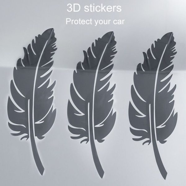 7pcs / Set Car Feather Scratch Decal 3D Reflective Bumper Stickers (Silver White) - Image 4