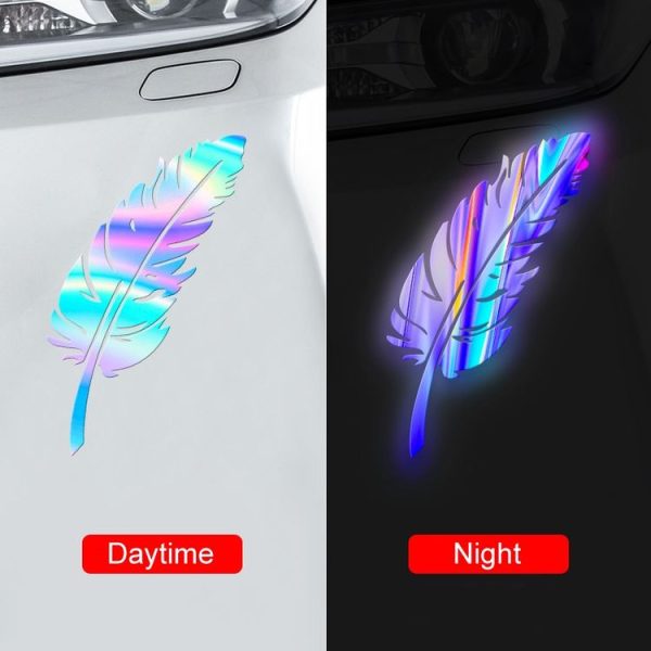 7pcs / Set Car Feather Scratch Decal 3D Reflective Bumper Stickers (Silver White) - Image 6