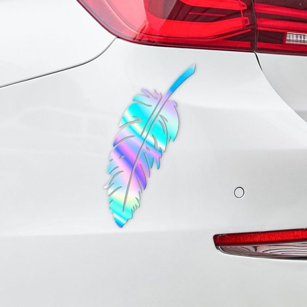 7pcs / Set Car Feather Scratch Decal 3D Reflective Bumper Stickers (Silver White) - Image 7
