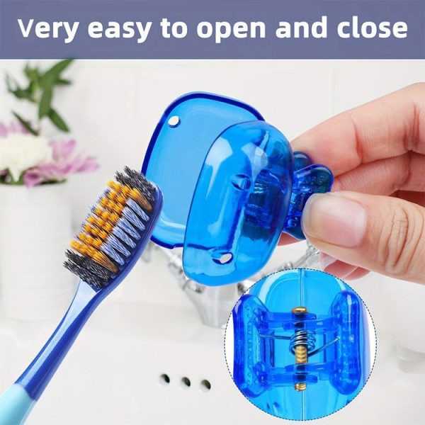 4pcs Toothbrush Storage Clip Toothbrush Protective Cap Portable Plastic Toothbrush Box (Color Random Delivery) - Image 3