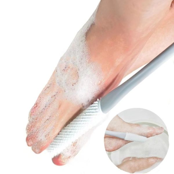 Foot Washing Brush Dry and Wet Toe Cleaning and Anti-Itch Brush, Style: Long Bristle (Pink) - Image 2