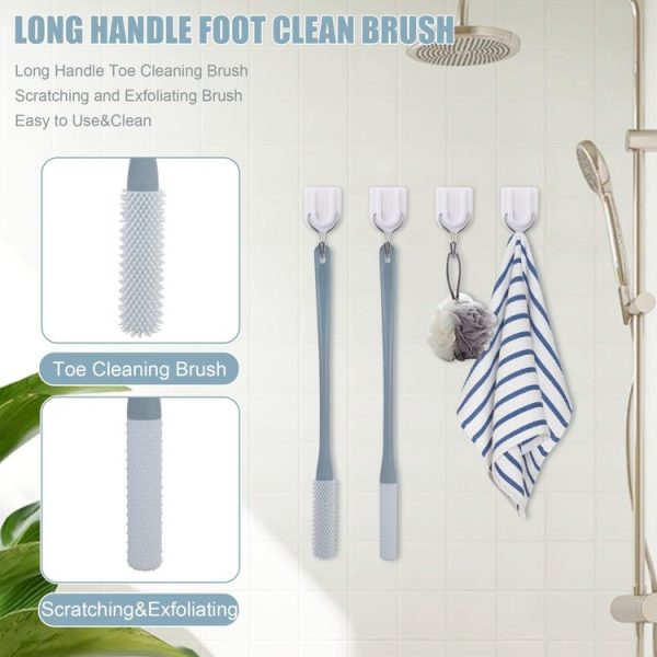 Foot Washing Brush Dry and Wet Toe Cleaning and Anti-Itch Brush, Style: Long Bristle (Pink) - Image 5