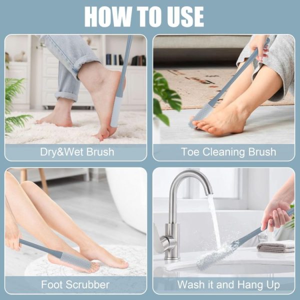 Foot Washing Brush Dry and Wet Toe Cleaning and Anti-Itch Brush, Style: Long Bristle (Pink) - Image 6