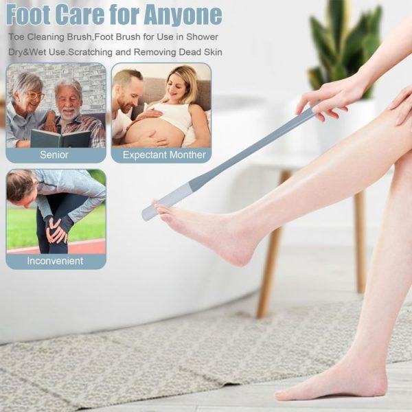 Foot Washing Brush Dry and Wet Toe Cleaning and Anti-Itch Brush, Style: Long Bristle (Pink) - Image 7