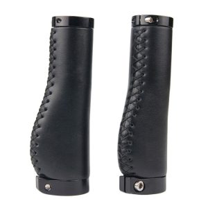 1pair Bicycle Non-Slip Leather Handlebar Grips Mountain Bike Vintage Handlebar Protector (Black)