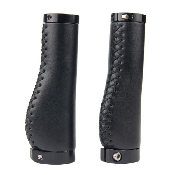 1pair Bicycle Non-Slip Leather Handlebar Grips Mountain Bike Vintage Handlebar Protector (Black)