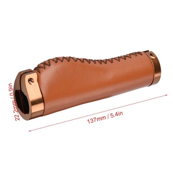 1pair Bicycle Non-Slip Leather Handlebar Grips Mountain Bike Vintage Handlebar Protector (Black) - Image 3
