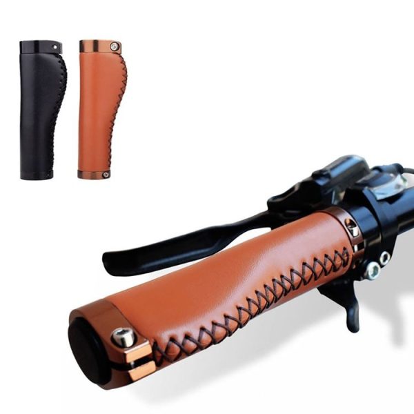 1pair Bicycle Non-Slip Leather Handlebar Grips Mountain Bike Vintage Handlebar Protector (Black) - Image 6