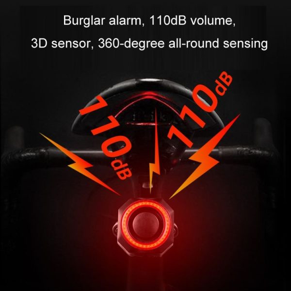 Bicycle Smart Taillight Anti-theft Alarm Brake Warning Light, Model: WL03C Remote Control - Image 6