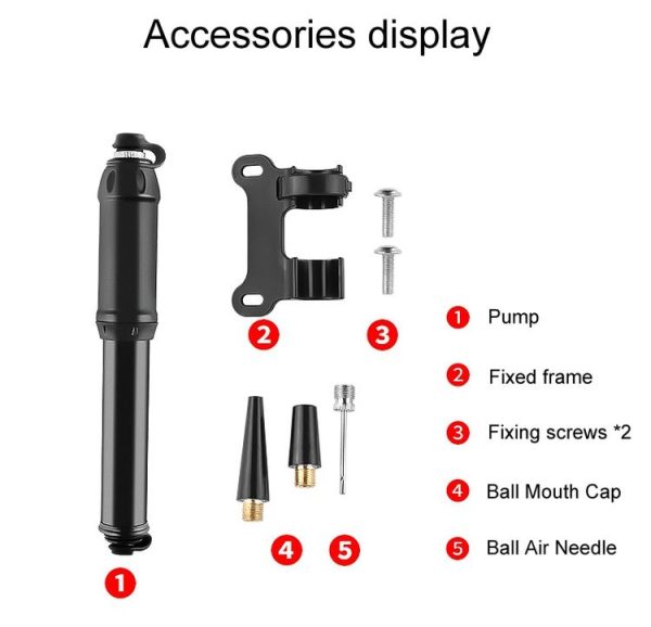 Bicycle High Pressure Pump Home Mini Portable Basketball Inflator Accessories (Black) - Image 10