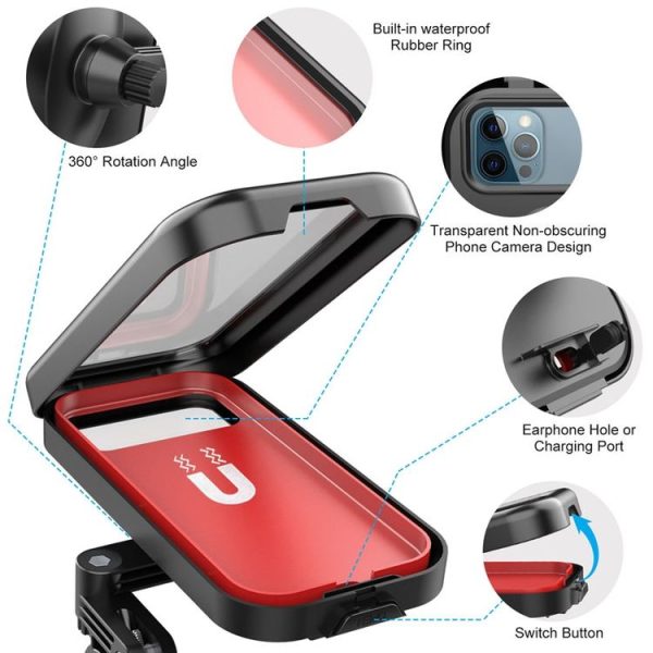 Waterproof Motorcycle Bicycle Cell Phone Holder 360 Rotating Riding Navigation Holder, Model: Handlebar Stand - Image 4