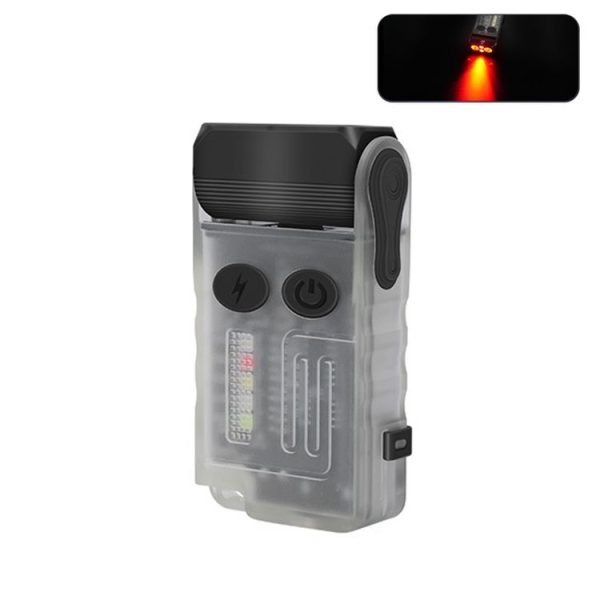 V20 Portable Keychain Light Rechargeable Bright Mini Flashlight (White Red Light)