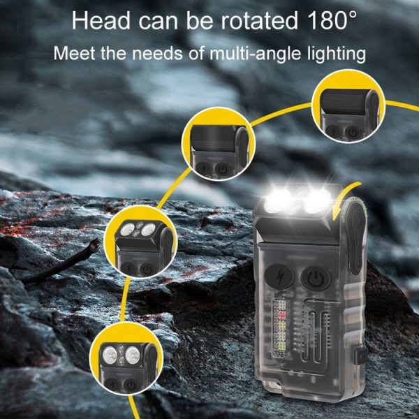 V20 Portable Keychain Light Rechargeable Bright Mini Flashlight (White Red Light) - Image 4