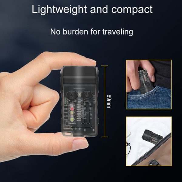 V20 Portable Keychain Light Rechargeable Bright Mini Flashlight (White Red Light) - Image 6