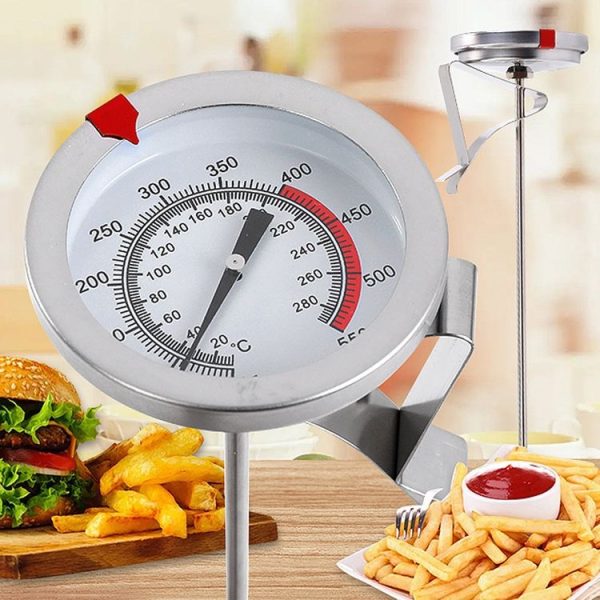 20cm Long Stem Stainless Steel Thermometer with Pot Clip for Frying, Cooking, Turkey, Food, Milk - Image 2