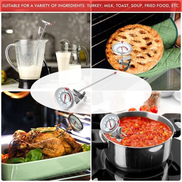 20cm Long Stem Stainless Steel Thermometer with Pot Clip for Frying, Cooking, Turkey, Food, Milk - Image 7