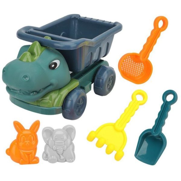Children Dinosaur Engineering Car Shovel Beach Toys Set Baby Outdoor Water Dredging Tool, Color: 8295-67 (Dark Green)
