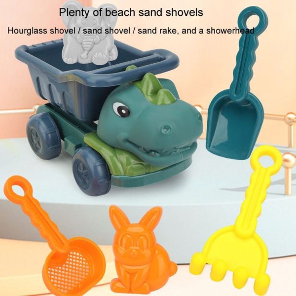 Children Dinosaur Engineering Car Shovel Beach Toys Set Baby Outdoor Water Dredging Tool, Color: 8295-67 (Dark Green) - Image 3
