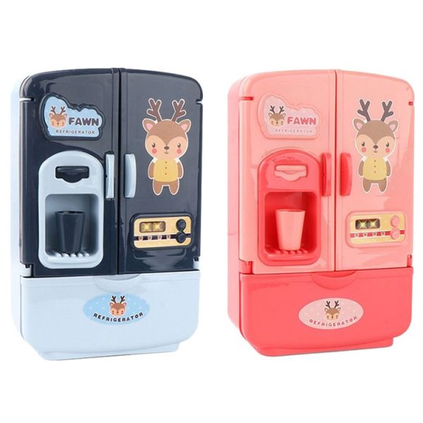 Children Play House Simulation Refrigerator Kitchen Toy Double Door Girls Smart Freezer Toy (Pink) - Image 2