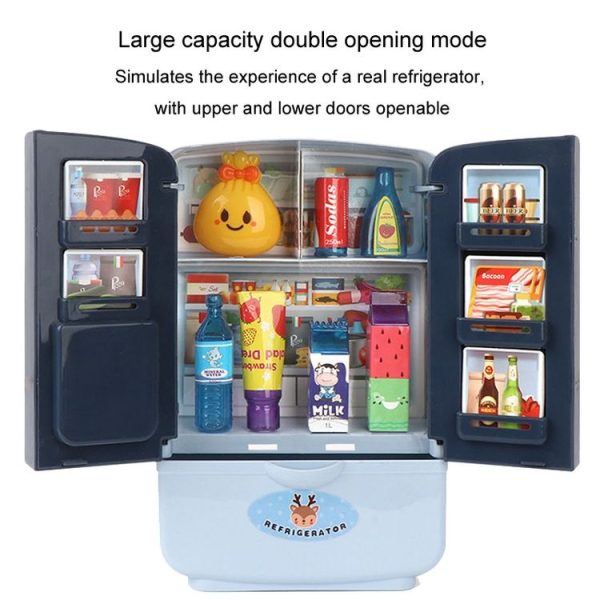 Children Play House Simulation Refrigerator Kitchen Toy Double Door Girls Smart Freezer Toy (Pink) - Image 6