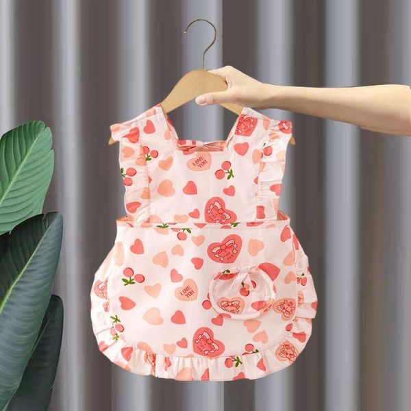 Children Summer Sleeveless Bibs Flowery Eating Reversible Clothes, Style: Love (Size: 90)