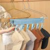 Multi Clip Portable Fabric Clothes Hanger Multifunctional Folding Fabric Clothes Clip Hangers, Color: Gray - Image 10