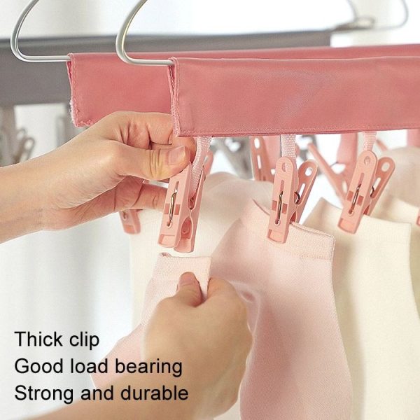 Multi Clip Portable Fabric Clothes Hanger Multifunctional Folding Fabric Clothes Clip Hangers, Color: Gray - Image 3