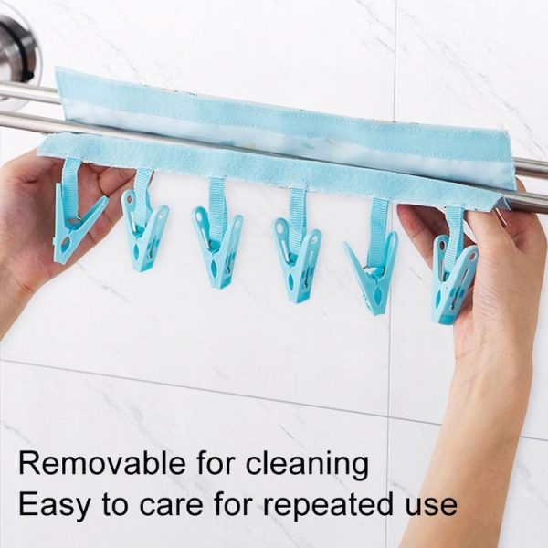 Multi Clip Portable Fabric Clothes Hanger Multifunctional Folding Fabric Clothes Clip Hangers, Color: Gray - Image 4