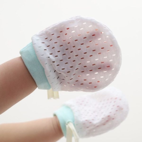 Newborn Baby Anti-Scratching Mesh Mittens Summer Breathable Elastic Lacing Adjustable Gloves, Color: For 0-18 Months (Pink) - Image 2